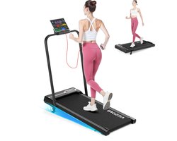 BIGZZIA 3-in-1 opvouwbare loopband met armleuningen - Inklapbaar loopband Elektrisch - 5% helling - 1-8 km/u - 2,5 pk motor - afstandsbediening - LED-scherm - 130 kg draagvermogen - Geluid<45db - Zwart