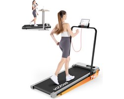 BIGZZIA 3-in-1 opvouwbare loopband met armleuningen - Inklapbaar loopband Elektrisch - 7% helling - 1-8 km/u instelbaar - Motor 2,5 pk - afstandsbediening - LCD-scherm - 130 kg draagvermogen - Treadmill zilver