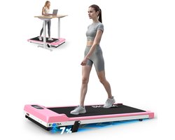 BIGZZIA Loopband draagbaar met 7% helling - 3-in-1 Walkingpad Elektrisch - loopkussen 1-8 km/u instelbaar - Motor 2,5 pk - met afstandsbediening en LCD-display - 130 kg draagvermogen - Treadmill Roze