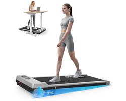 BIGZZIA Loopband draagbaar met 7% helling - 3-in-1 Walkingpad Elektrisch - loopkussen 1-8 km/u instelbaar - Motor 2,5 pk - met afstandsbediening en LCD-display - 130 kg draagvermogen - Treadmill zilver