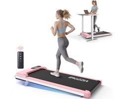 BIGZZIA Loopband draagbaar met 8% helling - 3-in-1 Walkingpad Elektrisch - loopkussen 1-8 km/u instelbaar - Motor 2,5 pk - met afstandsbediening en LCD-display - loopvlak 38.5 x 90 cm - Roze