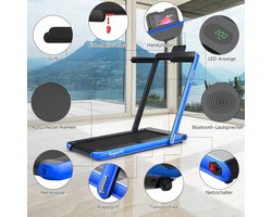 COSTWAY 2-in-1 Walking Pad & loopband, app-gecontroleerd, bluetooth led-display, 1-12 km/u, tot 120 kg belastbaar, incl. telefoonhouder, inklapbaar, model 1, blauw
