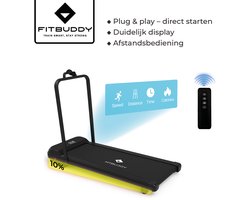 Fitbuddy XM-U1 Loopband voor Thuisgebruik – Compacte Walking Treadmill met Handmatig Verstelbare 10% Helling, LED Display & Afstandsbediening