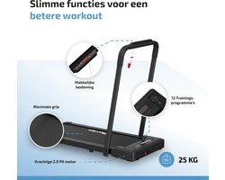 Flurriez Premium Loopband Inklapbaar - 1-12km/u - Bluetooth Speaker - Wandelband - Walking pad - Met Dempingsmat - Met Horloge - Workout App - Tablethouder - Treadmill - Zwart
