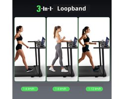 Hennova Loopband - Treadmill - Loopband inklapbaar - Tot 12 km per uur snelheid - Met wielen - Met bluethoot - Draagvermogen 120 kg - Zwart - 114.5 x 89 x 49 cm