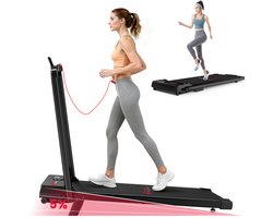 HOMEFITNESSCODE 3-in-1 opvouwbare loopband met 5% helling - Inklapbaar loopband Elektrisch met armleuningen - 1-6 km/u - 2,5 pk motor - afstandsbediening - LED-scherm - 120 kg draagvermogen - Geluid<40db - Zwart