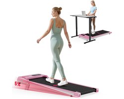 HOMEFITNESSCODE Loopband draagbaar met 5% helling - 3-in-1 Walkingpad Elektrisch - loopkussen 1-6 km/u instelbaar - Motor 2,5 pk - met afstandsbediening en LED-scherm - loopvlak 38 x 90 cm - Roze