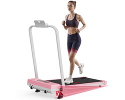 HOMEFITNESSCODE Opvouwbare loopband met 5% helling - 4 in 1 elektrische loopband - 1-10 Km/u regelbare snelheid - Motor 3,0 pk- met armsteun en LED-scherm - Roze