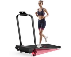 HOMEFITNESSCODE Opvouwbare loopband met 5% helling - 4 in 1 elektrische loopband - 1-10 Km/u regelbare snelheid - Motor 3,0 pk- met armsteun en LED-scherm - Zwart