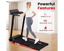 Jurrys Loopband - Cardio - Fitness - Helling - Opvouwbaar - 12km/h - Led display - Elektrisch - App bediening - Indoor