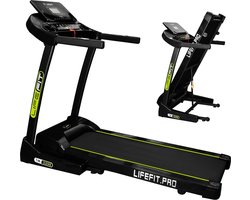 LifeFit TM5250 Elektrische Loopband inklapbaar – 3 PK Motor, Snelheden tot 17 km/u, Automatische Kanteling 0-15%, 120x41,5 cm Loopvlak, LCD-Display, Bluetooth en Opvouwbaar met Tablethouder