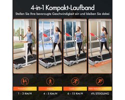 Loopband met 3,0 pk motor, 12 km/h, met helling, bediening via Bluetooth-app, 390 mm 3 hellingsniveaus, LED-display, afstandsbediening, onder-tafel model