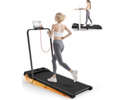Loopband met 7% helling - Inklapbaar loopband Elektrisch 1-8 km/u instelbaar - Motor 2,5 pk - met armleuningen - met afstandsbediening en LED-display - Walkingpad - Treadmill - Zwart