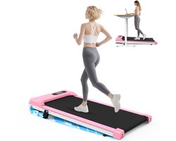 Loopband met 7% helling - Walkingpad Elektrisch 1-8 km/u instelbaar - Motor 2,5 pk - met afstandsbediening en LED-display - Treadmill - Roze