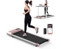 Loopband voor Thuis Goud 2 in 1 - Wandelband Onder Bureau - 2.5PK Motor - Tot 6 km/u - LCD Display met Bluetooth - 136 kg Draagvermogen - Compacte Fitness Loopband met Afstandsbediening