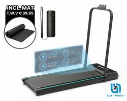 Lux-Motion Elektrische Loopband (1-10 km/u) 003 – Inklapbare Wandelband voor Thuis & Kantoor – Met Bluetooth & FitShow App – Inclusief Gratis Beschermmat (t.w.v. €39,95) – LED Display & Afstandsbediening