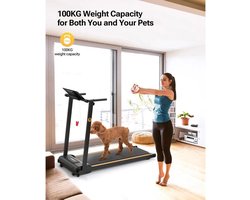 MS® - Opvouwbare mini loopband - Cardio training - 12 ingebouwde Hiit programma's - Snelheid 1 tot 10 km/h - LCD scherm - Wandelruimte 105 cm x 41 cm - Met telefoonhouder - Zwart