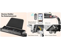NaevaMi Loopband Inklapbaar - Loopband Met Hellingfunctie - Loopbanden Voor Thuis - Wandelband - Fitness - Onder het Bureau - Loopband Inklapbaar Electrisch - 12km/u - 7% Helling - 40 cm Extra Brede Riem