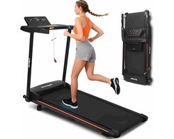 NETTLIFE - Loopband Inklapbaar 14 km/u - met 7% helling - met LED-display en handrailknoppen - voor hartslagmeting - Loopband Bureau - Inklapbare Treadmill - Fitness voor Thuis - Max. 90 KG