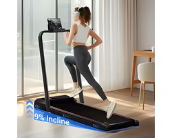 Norvia Inklapbare Loopband - Wandelband voor thuis met 9% helling - 1-12 km/u - 105 x 50 cm - Zwart