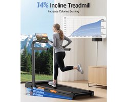 Ohana DT - Loopband Inklapbaar - Loopband Met Helling - Loopbanden voor Thuis - Max Helling 14% - Tot 10 KM/H - Slimme Bediening