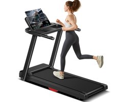 Opvouwbare loopband 12 km/u, elektrische loopband 2,5 pk/1800 W met hartslagmeter, app en Bluetooth-luidspreker, loopband met 12 trainingsprogramma's en hellingshoek