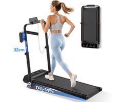 PULSE360 Loopband Inklapbaar - 14% Helling & 2‑in‑1 Design Hardlopen/Wandelen Wandelband- Verstelbare Handgreep, LED‑display, telefoonhouder, 2 maansvormige schokdempers en aanpasbare doelprogramma's - Max 135kg - Thuisfitness
