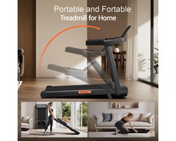 ROBORE SF10 Loopband met 12% helling, elektrische loopband 12 km/u, opvouwbare loopband voor thuis met 3,0 pk motor en LED-display, maximale belasting 136 kg