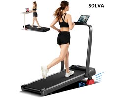 SOLVA Loopband - Inklapbaar - Loopbanden Voor Thuis - Met 15% Helling - Stille Motor - Geen Montage Nodig - 103,6×52,6×95cm - Zwart
