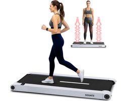 Squatz 2‑in‑1 Loopband- Walking Pad Treadmill - Met Vibratieplaten - Met Afstandsbediening - LED Display - Stil 1.0HP Motor - Wit