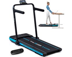 THUNDER® Loopband | IMPACT-BLUE | Opvouwbaar en Krachtig | Sneltoetsen | Veiligheidssleutel | Transportwielen | Plaats voor telefoon/tablet | Compatibel met mobiele apparaten | Bluetooth-app | Afstandsbediening | Luidsprekers | Max. 130 kg