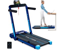 THUNDER® Loopband | RACE-BLUE| Opvouwbaar & Krachtig | Sneltoetsen | Veiligheidssleutel | Transportwielen | Bluetooth App | Afstandsbediening | Luidsprekers | Max. 130 kg |
