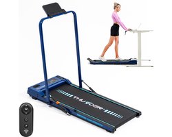 THUNDER® loopband | VIVA-BLUE | Klein | Onder het bureau | Opvouwbaar | Veiligheidssleutel | Transportwieltjes | Luidspreker | Bluetooth | Trainingsprogramma's |