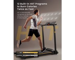 UREVO URTM006 Opvouwbare Mini Loopband, Max Snelheid 1-10km/h, Loopoppervlak 105*40cm, Max Belasting 100kg, 12 Ingebouwde HIIT Programma's