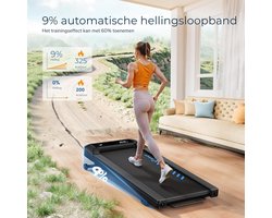 Walking Pad - Loopband Met 9% Automatische Helling - 1–6 Km/u - 2.5PK Bureau Loopband Voor Thuis En Kantoor - Stil Fitnessapparaat Tot 120 Kg - Met App En Afstandsbediening