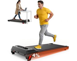Walking Pad Loopband Onder de Bureau met 4% Helling - LoopmachineSnelheid van 1-6 km/u - Laadvermogen van 100kg- Ruimtebesparend