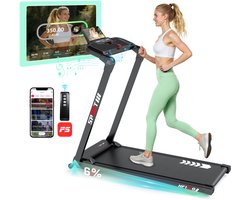 YEE RUN Elektrische Loopband Met 6% Helling functie - 3.0 PK Motor - 1-14km/u Snelheidsbereik - 12 Programma's - Inklapbare Loopband - Afstandsbediening en Touchscreen - Bluetooth