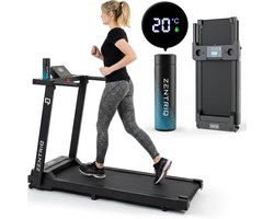 Zentriq Rise Loopband - Loopband Inklapbaar – Met LED Fles – 1-8 km/u Schokabsorberende Loopband met LED Display – Met Flessenhouder – Rolbaar & Draagbaar voor Thuisgebruik – Walking Pad - Wandelband