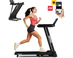 ZIPRO® Luma - Elektrische Loopband 1-12 km/u - Inklapbaar - met Hellingfunctie - Bluetooth - Kinomap en FitShow Apps - Fitness - Hellingshoek Instelbaar - Vermogen 1,25 HP - Groot Loopvlak 115 × 44 cm - Max. 120 kg - Zwart