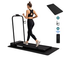 Zonovi Loopband - Inklapbaar - Wandelband onder Bureau - Walking Pad - Hometrainer - Treadmill - Opvouwbare Loopband Thuis - 1-10 km/u - Incl. Tablethouder en Afstandsbediening- Inklapbare- Opklapbaar - Led Display - 120 KG - Incl. Mat en Bekerhouder