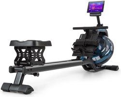 Capital Sports Flow Rudergerät Wasserrudergerät met 80 cm Gleitbahn, Rudergerät Wasser Widerstand: 6 Stufen / max. 14 Liter met Trainingscomputer, schwarz/silber – geschikt voor thuisfitness en sportschoolgebruik, duurzame constructie, eenvoudig te m