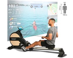 Christopeit Roeitrainer opklapbaar - LED - 32 weerstandsstanden - 150kg + 210cm - Vico zwart