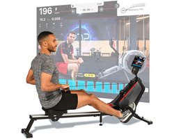 Christopeit roeitrainer voor thuis RW 1000 – magnetisch remsysteem, 8 weerstandsniveaus, Bluetooth, app-compatibel, LCD-display, opvouwbaar en ruimtebesparend, hometrainer voor volledige lichaamstraining, tot 120 kg