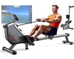 CRLYN® Roeitrainer Inklapbaar - Hometrainer - Roeimachine Fitness - Grijs