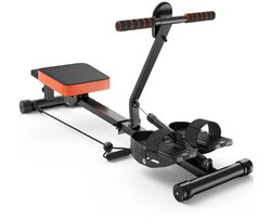 Deniva - Roeimachine - Roeiapparaat - Roeitrainers - Inklapbaar - Hydraulisch - 12 Weerstanden – LCD Monitor - Zwart - Beginners