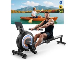 Ergonomische Roeimachine met 32 Weerstandsniveaus, Bluetooth & LED Display