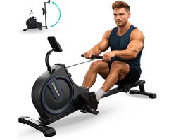 Flowsense Roeimachine - Inklapbaar Roeiapparaat- Geluidsstil - Magnetische Roeitrainer Fitness - Roeitrainers - 16 Weerstandniveaus - LCD Monitor