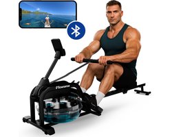 Flowsense Roeimachine Inklapbaar Waterweerstand Roeiapparaat - Roeitrainer Zwart - Roeitrainers - Max 140KG - Gemakkelijke Montage