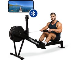 Flowsense Roeitrainer op Luchtweerstand – Professionele Roeimachine – 10 Weerstandsniveaus – Inklapbaar – Full Body Workout – Bluetooth App & LCD Monitor – Max. 200 kg – Roeitrainers - Voor Thuis & Sportschool