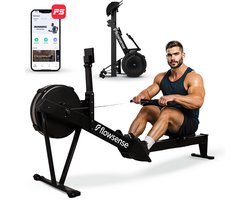 Flowsense Roeitrainer op Luchtweerstand – Professionele Roeimachine – 10 Weerstandsniveaus – Inklapbaar – Full Body Workout – Bluetooth App & LCD Monitor – Max. 200 kg – Voor Thuis & Sportschool